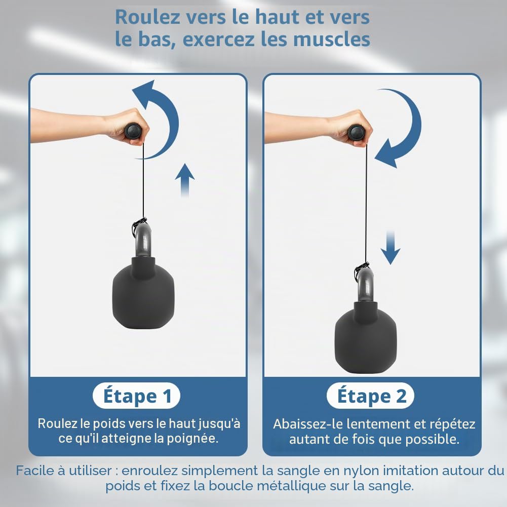 Rouleau de Poignet Musculation, Entraîneur pour Muscler Avant Bras, Poignet Rouleau Formateur Forearm, Strength Training Equipment Grip Musculation à Domicile, en Salle de Sport ou en Extérieur