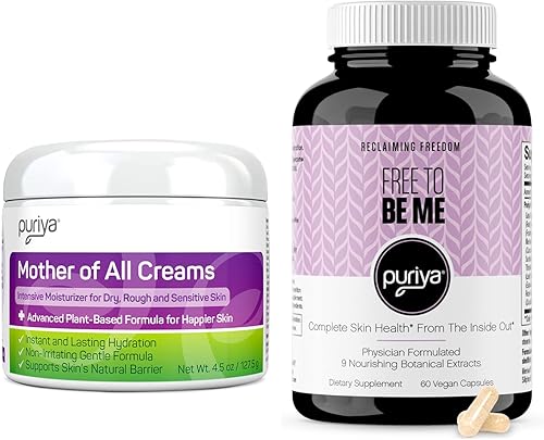 Miniatura 1 de Puriya Paquete de piel ultra hidratante, crema ultra hidratante y suplemento para la piel, dúo hidratante y fortalecedor a base de plantas, apoya la