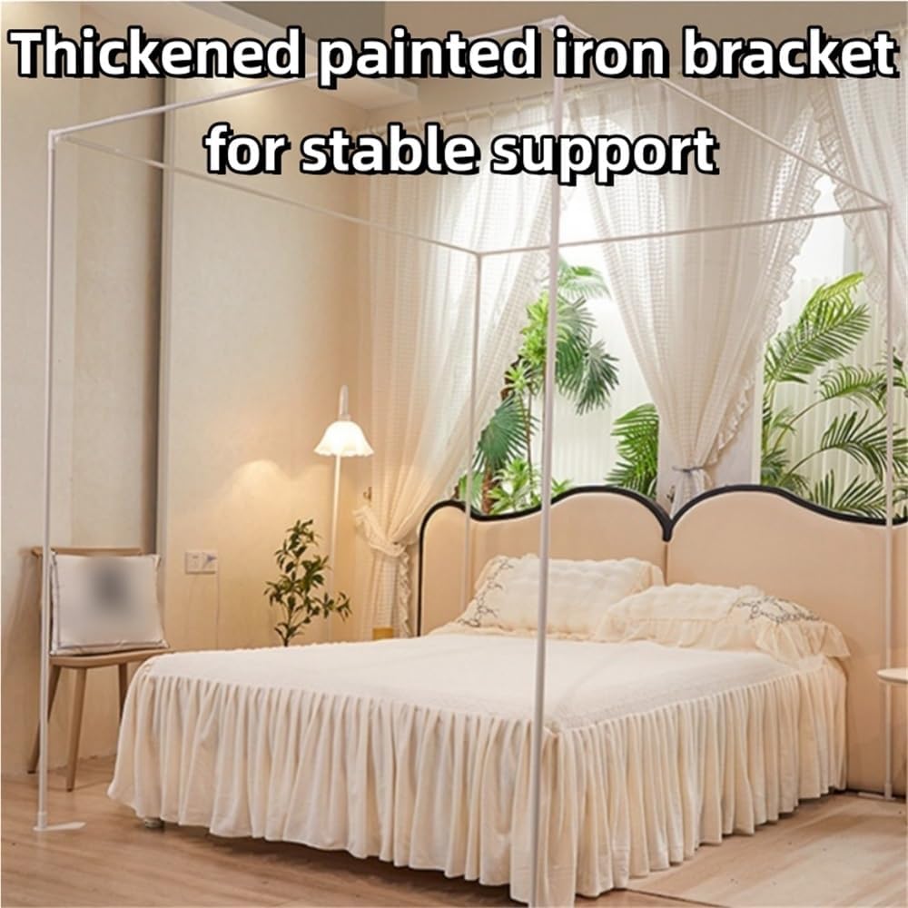 Stylish Double-Layer Bed Curtain, Four Door Bed Curtain Mosquito Net, 4 Corners Post Bed Canopy Curtain, Grace Curtains for Bedroom, Dorm(Pink-2,78.7 * 86.6in)