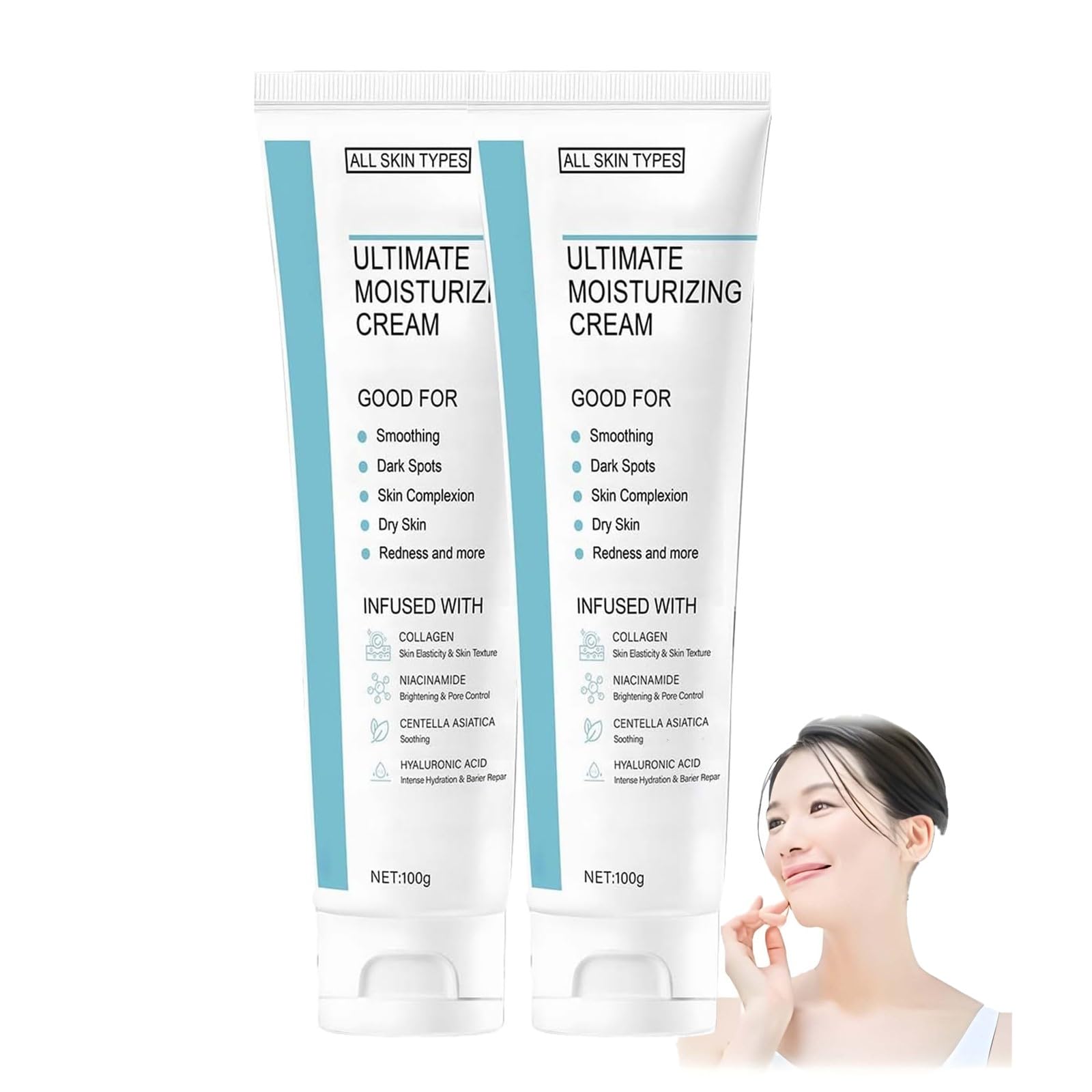 Ultimate Moisturizing Cream - Deep Hydration & Repair Face Cream for All Skin Types - Brightening, Wrinkle Reducing & Pore Smoothing - With Hyaluronic Acid & Collagen (200g)
