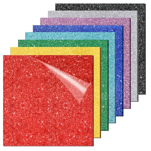 Adrattnay Glitter Acrylic Sheets for Laser Cutting, 8-Color 12 x 12in Sparkling Cast Acrylic Sheet 1/8 for Laser with Dual Protective Film for DIY Craft, Home Decor, Outdoor Sign Laser Engraving Blank