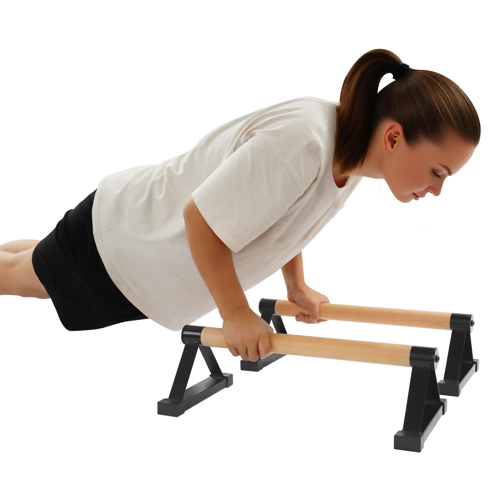 Barre per push up in legno, parallele, per allenamento di forza, fitness a