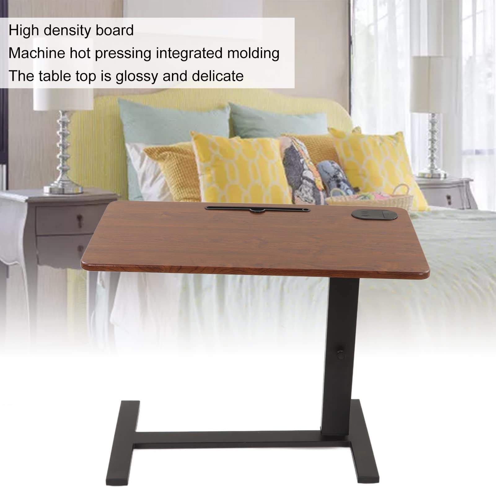 Scrivania Regolabile in Altezza da 85x45cm per Professionisti in Smart Working da Letto e Divano Regolazione Altezza Fluidas Ruote per Movimento Libero Porta USB con Luce e