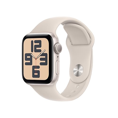Immagine del prodotto Apple Watch SE (2ª generazione, 2023) GPS 40 mm Smartwatch con cassa in alluminio color galassia e Cinturino Sport galassia - S/M. Fitness tracker, monitoraggio del sonno, Rilevamento incidenti