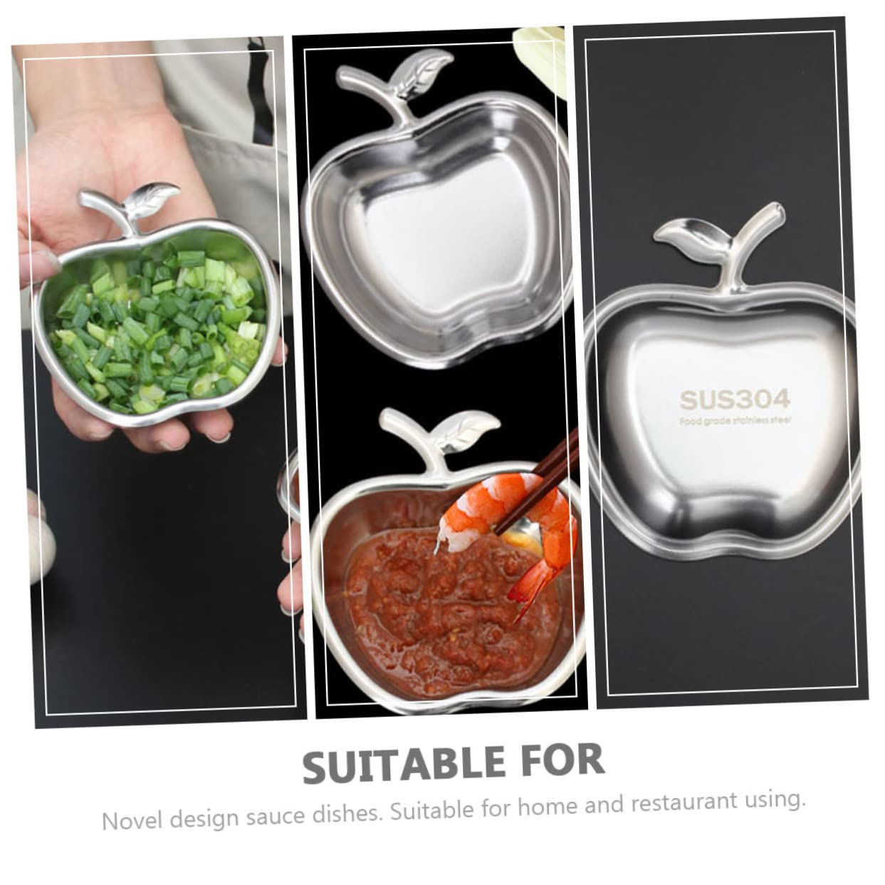 Cabilock 6 Piezas Plato De Puré De Manzana Platos Para Condimentos Plato Para Condimentos Platos De Aperitivos Platos Para Mojar Plato De Salsa De Acero Inoxidable Vajilla De Acero