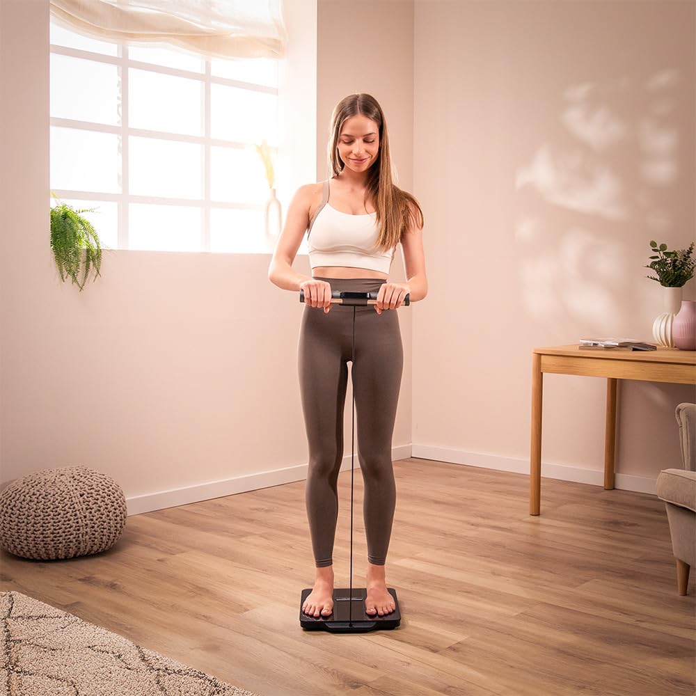 Cecotec Inteligentna waga łazienkowa z aplikacją Surface Precision HealthySmart Pro Technologia BIA, 25 parametrów, wyświetlacz LCD, 8 czujników o wysokiej dokładności, 30 x 30 cm, maksymalna