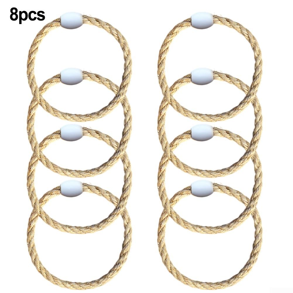 Jeu de lancer d'anneaux 8 pièces corde chanvre perles bois extérieur jardin fêtes enfants