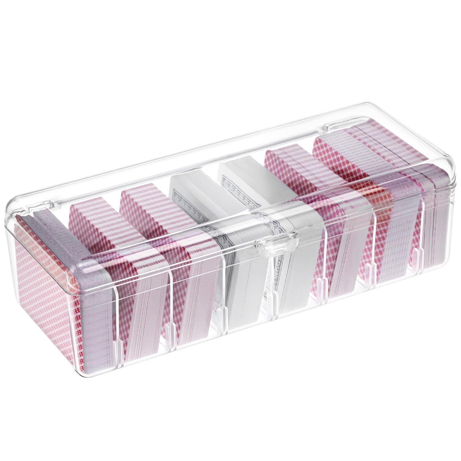 Qwork Transparent Qwork® Plastic Card Storage Box With Dividers - Holds 700 Cards, Clear, For Game Cards, Sports Game Card,Business Cards, And More