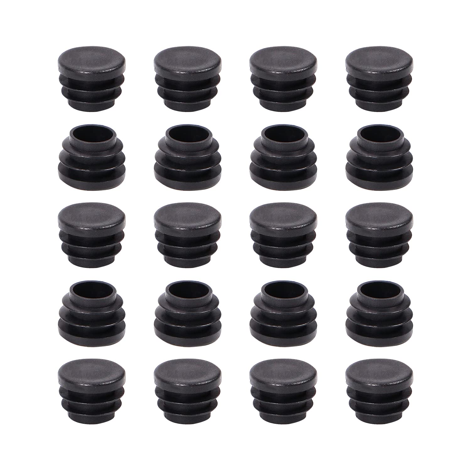 MroMax 50Pcs 0.75" OD Plastic Round Plugs Black Tubing End Cap Inserts for Metal Tubing and Fences Post, Glide Protection for Furniture Table and Chair Legs