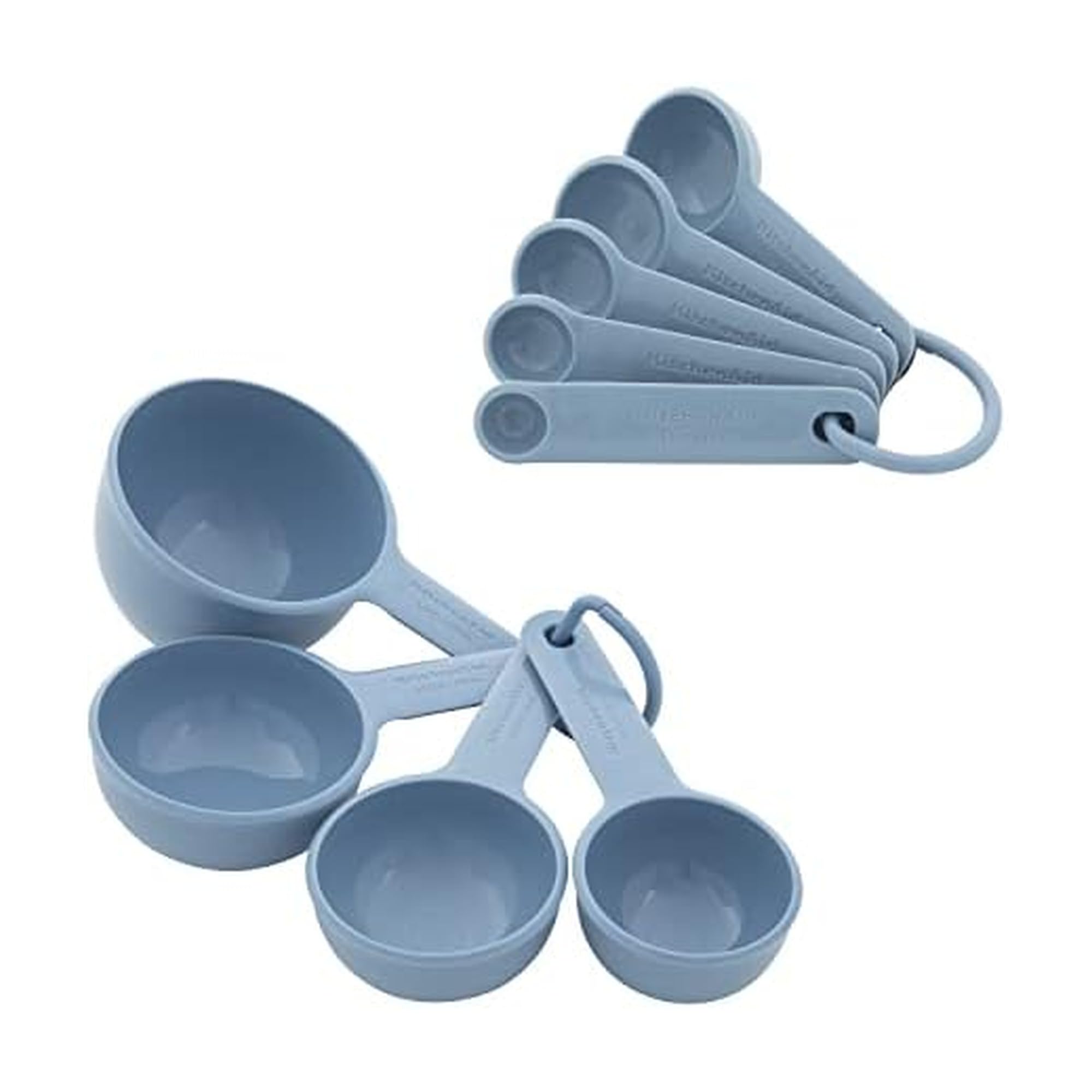 KitchenAid Universal Measuring Cup and Spoon Set, 1/4, 1/2, 1/3, and 1 cup size, and 1 tablespoon, 1/2 tablespoon, 1 teaspoon, 1/2 teaspoon, and 1/4 teaspoon size, 9 Piece, Blue Velvet