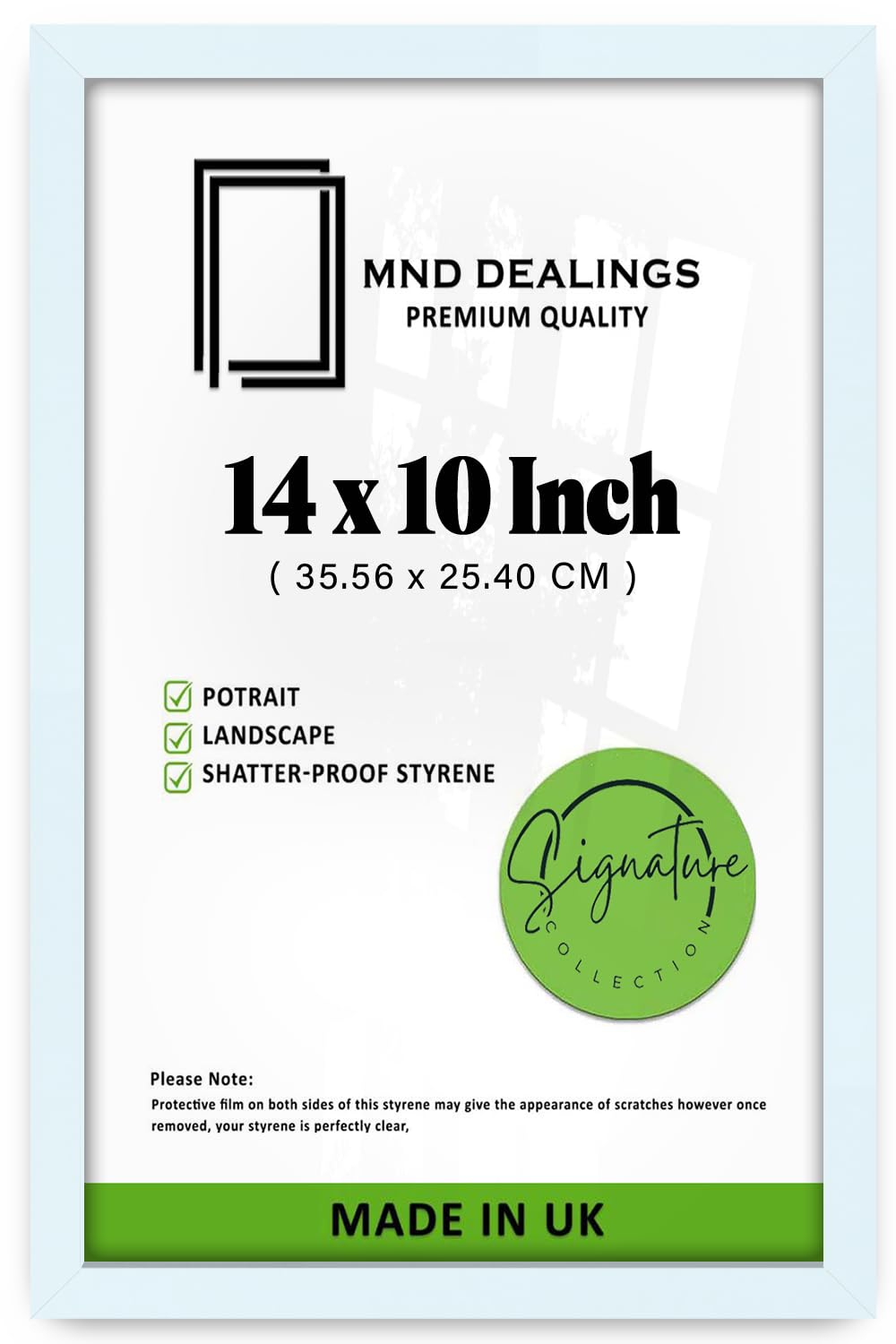 MND Dealings Elegant Flat Style Wide White 14X10 (35.56X25.40 CM) Poster Frame| Use as Home Decor/Wall Gallery/Art work/Picture Frame | Solid MDF Wood with HD Perspex (White)