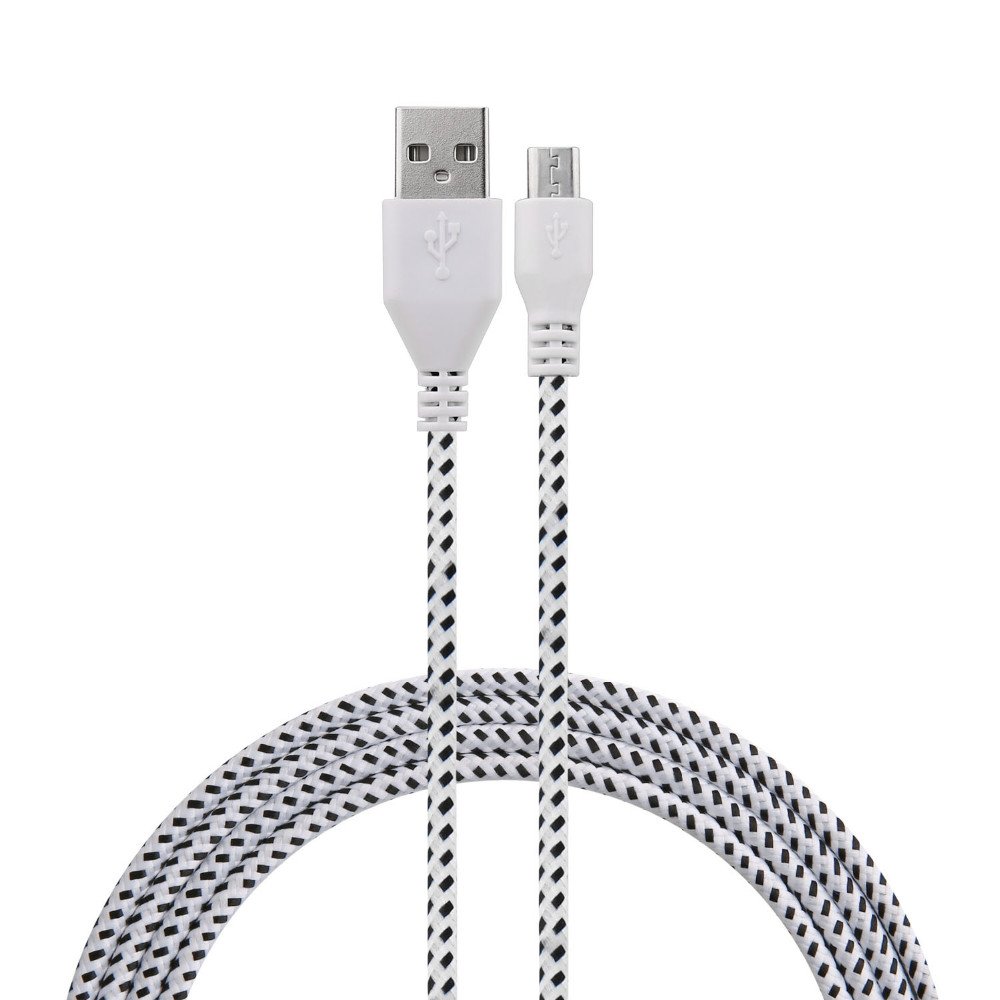 Cable USB micro GOTO Design 1M en nylon tressé pour smartphones android, Samsung, Huawei, Sony, HTC et autres - Blanc