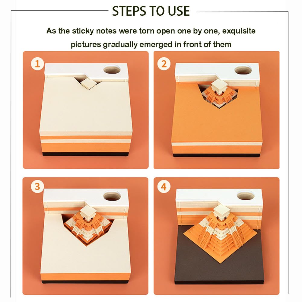 3d Sticky Notes, Kalendarz Piramidowy, To jest ręcznie podarta rzeźba z papieru(Oranje)
