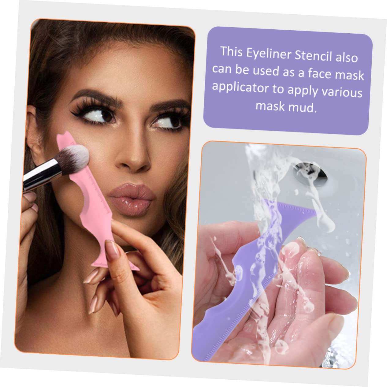 FRCOLOR 8pezzi Stencil Per Sopracciglia in Silicone Strumento Makeup Per Eyeliner e Mascara Accessori Per Facile Usare Per Principianti e Professionisti Colori Rosa