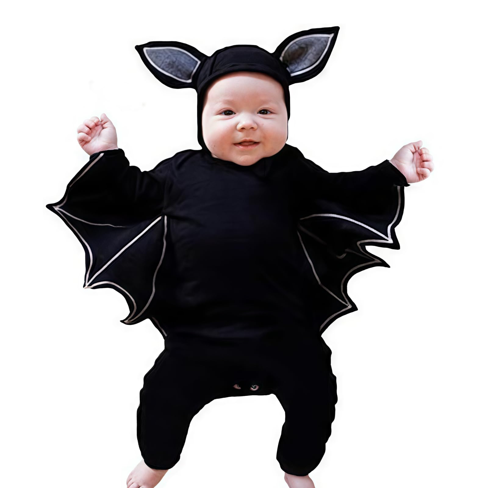 Lifreer Halloween Kleinkind Fledermaus Muster Strampler mit Hut Halloween Cosplay Kostüm Jumpsuits Outfits für Neugeborene Baby Jungen Mädchen (18-24 Monate)