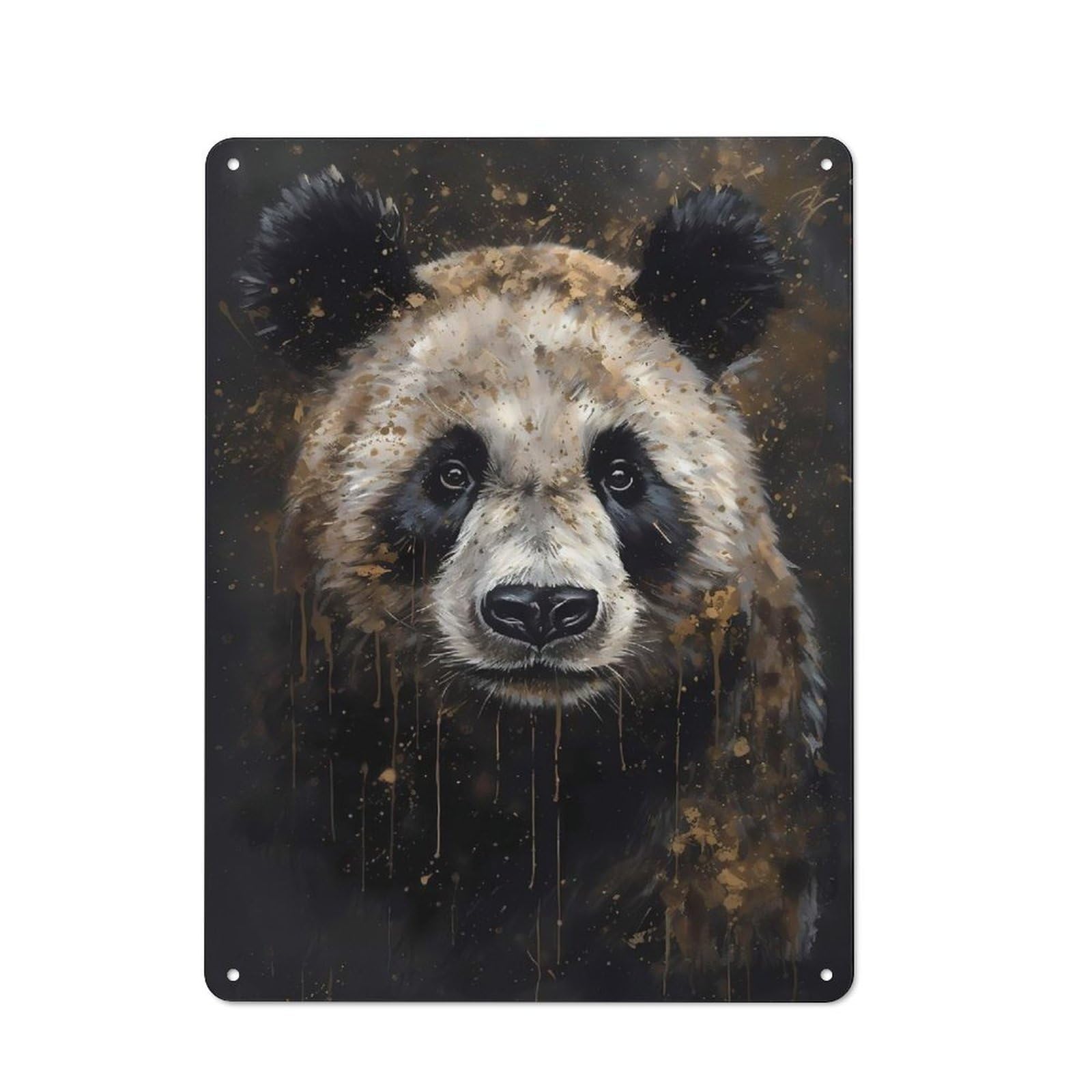 Tin Wall Sign with Panda Fantasy Genre Design 40x30cm, Classic Bistro Wall Plaque for Bakery, Diner, Cafe Or Family Room