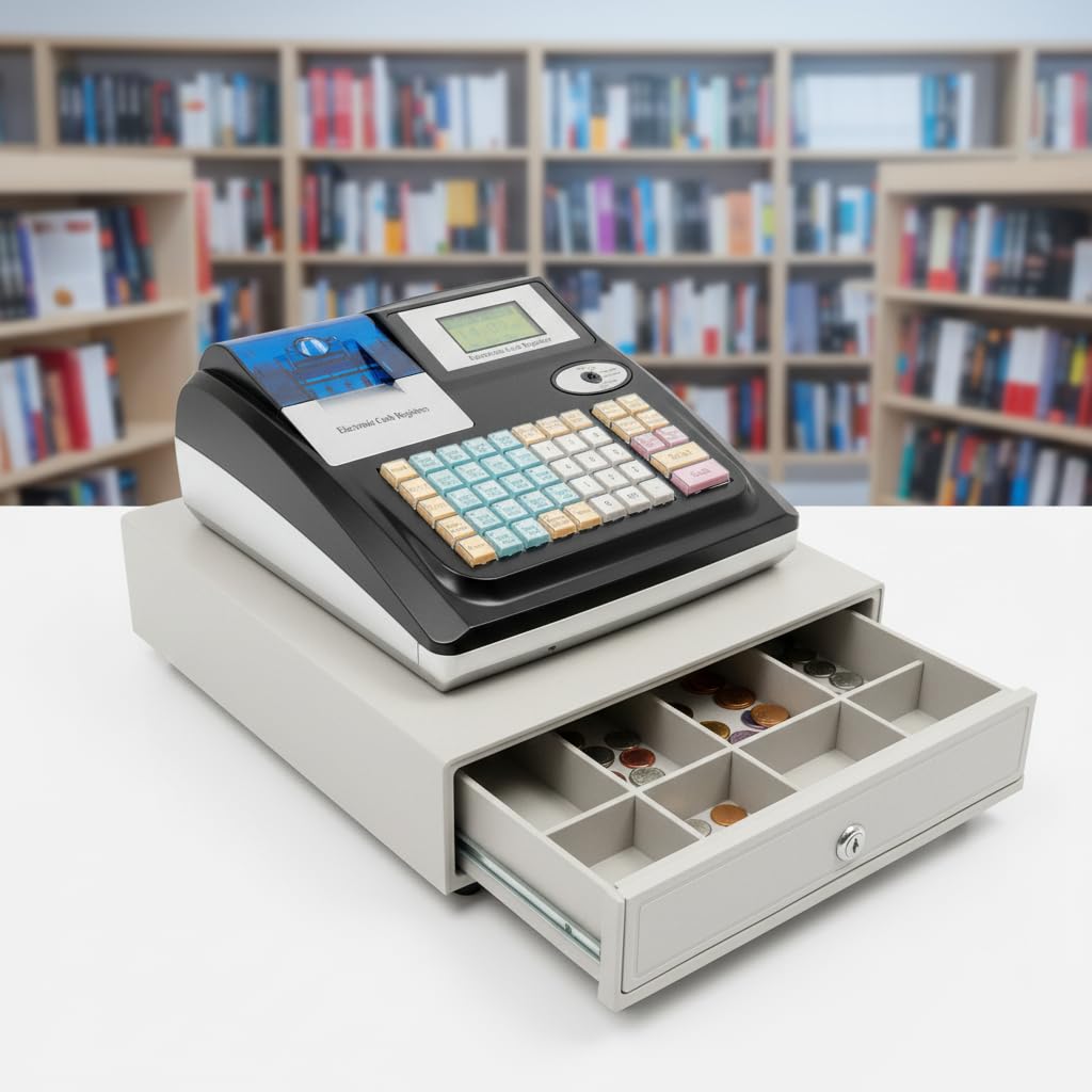 Caja registradora electrónica de 48 teclas de supermercado, quiosco POS con 1 papel de caja registradora para restaurantes, supermercados