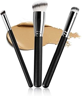 3PCS Foundation Concealer Brushes for Liquid Makeup, Under Eye Mini Angled Brush, Nose Contour Brush, Makeup Foundation Brushes for Blending Liquid Cream and Powder, Buffing, Stippling