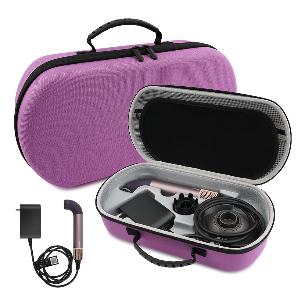 XINGFUDAO Custodia da trasporto compatibile con asciugacapelli Dyson Supersonic R, borsa da viaggio rigida compatibile con accessori Dyson Supersonic R, viola