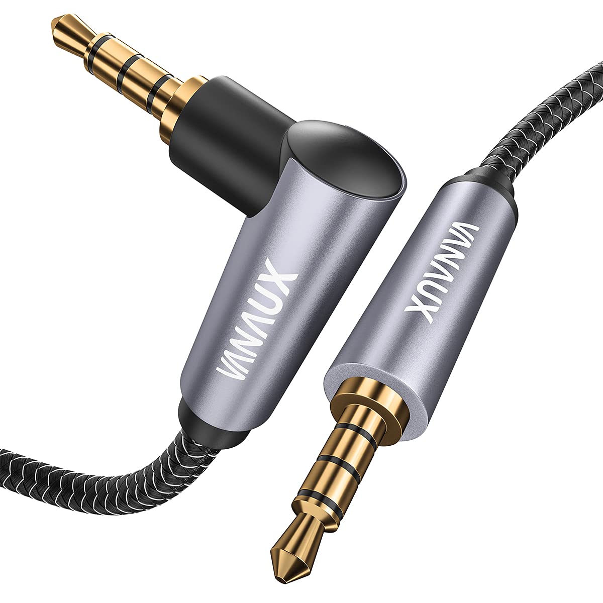 VANAUX 3.5mm Aux Cable 4 Pole, TRRS Audio Cable with Mic, Male to Male Aux Cord for iPhone, iPad, Tablet, Car, Home Stereos, Headphones, Speaker(10ft/3m)