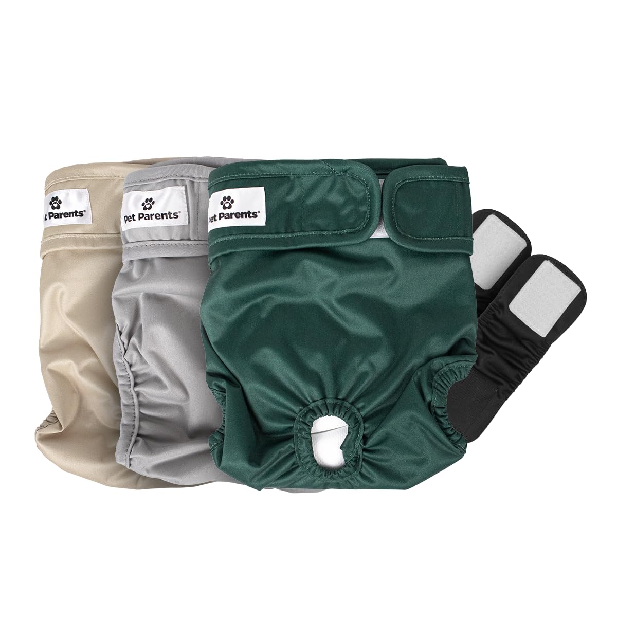 size L Pet Parents Premium Washable Dog Diapers & Extendrs, (3pack) of Female Dog Diapers & Male Dog Diapers, Color: Spruce, Size: Large Dog Diapers