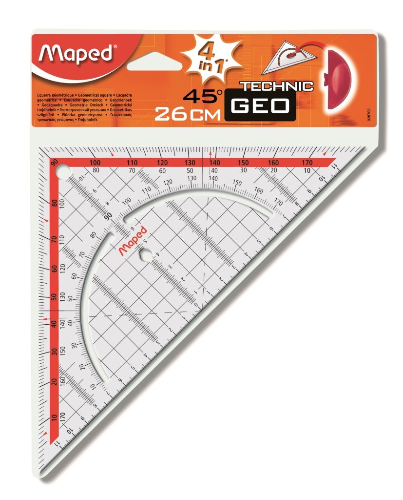 Maped M028700 - trójkąt geometryczny 26 cm, z uchwytem, 1 sztuka