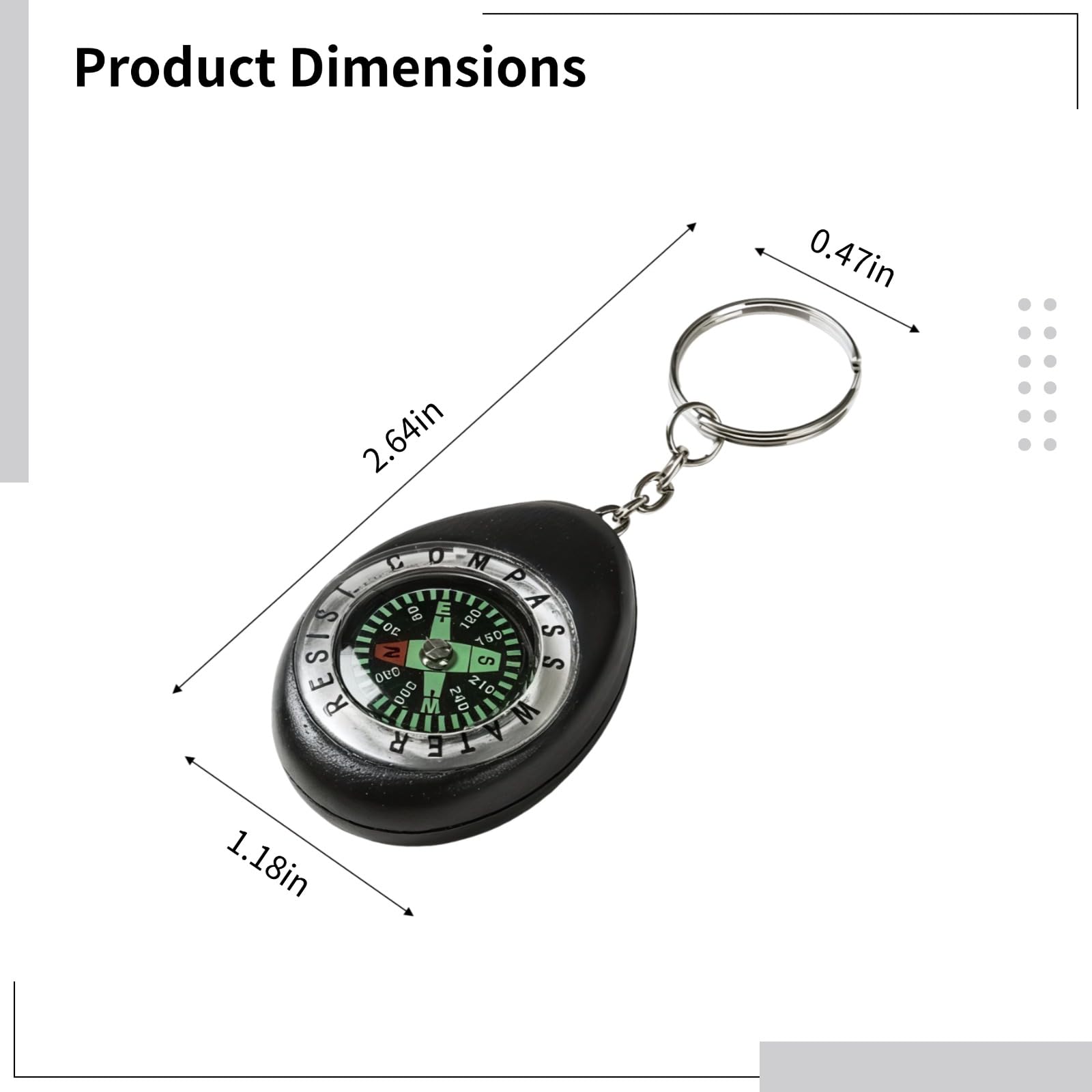 20 minibrújulas portátiles con anillo de metal para senderismo, camping y reserva en kit de emergencia para viajes, compacta, 1,54 x 2,09 x 0,59 pulgadas