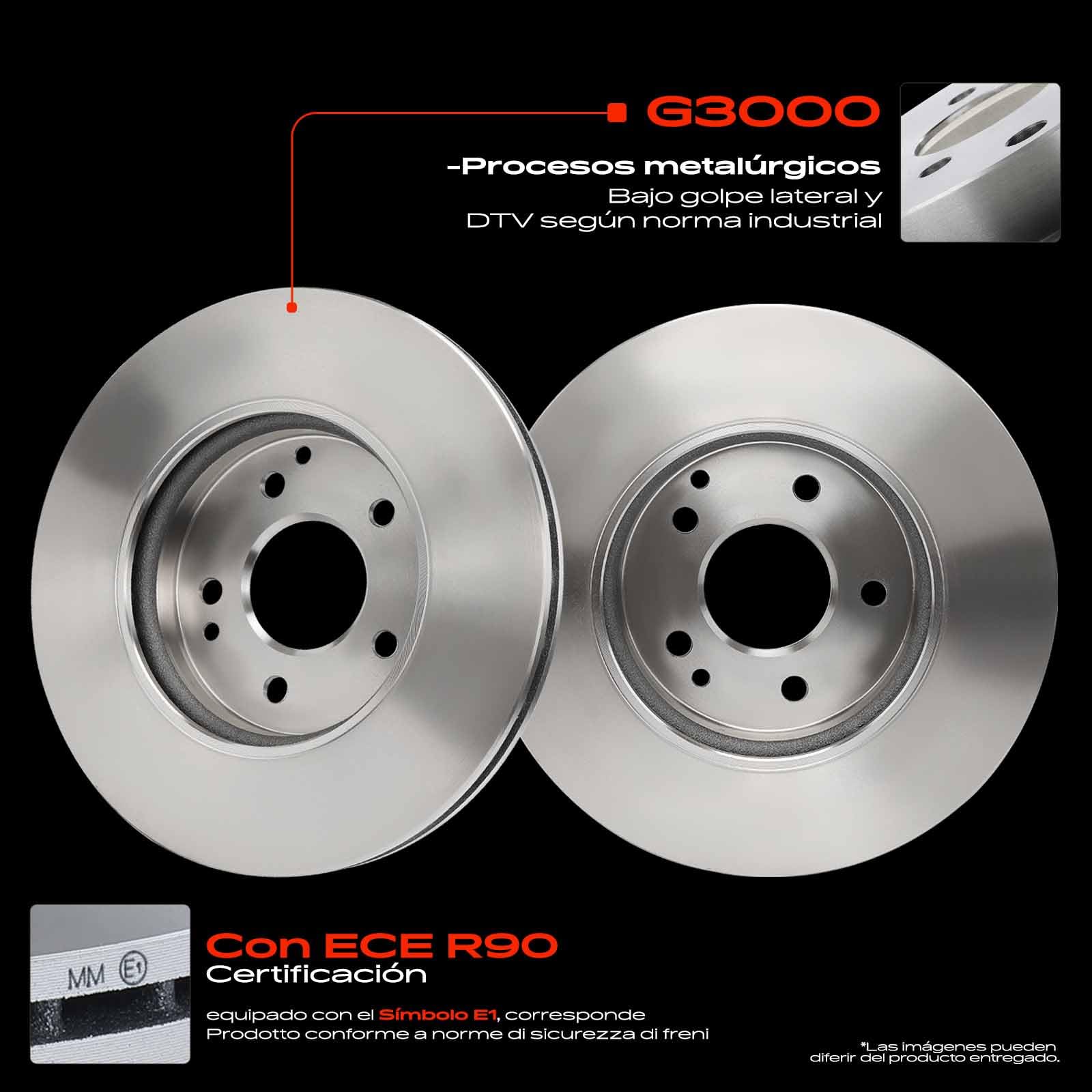 Frankberg 2 discos de freno 4 pastillas de freno | Compatible con: Clase C Modelo T S203, SLK R171, CLK Cabriolet A209, Clase CLC CL203, CLK C209, Coupé Clase C CL203