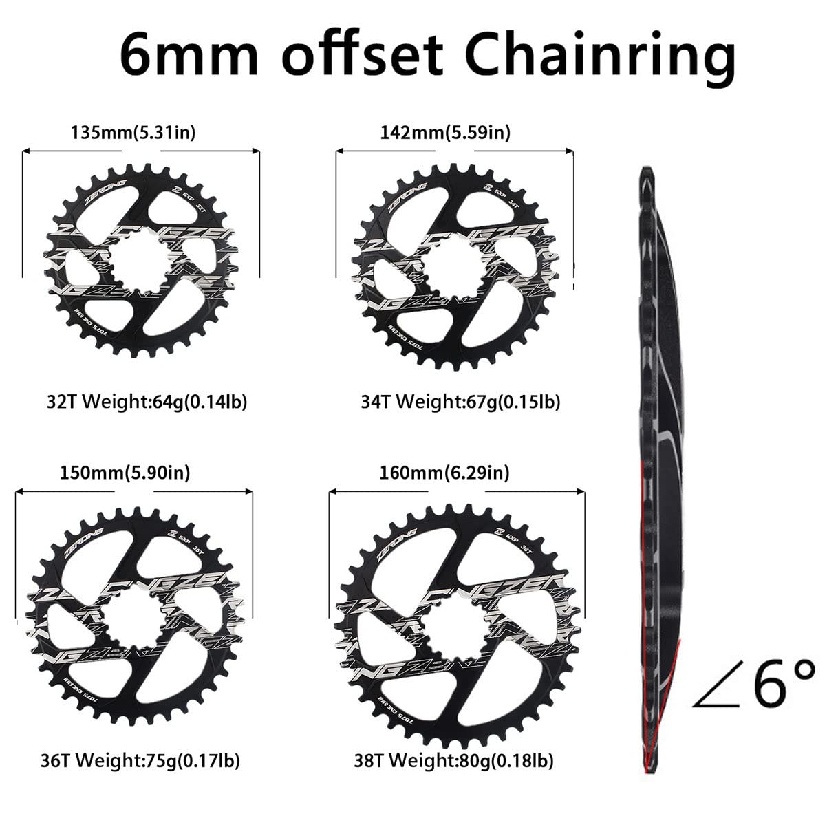FAXIOAWA Guarnitura MTB Set di pedivelle da 175 mm 32T/34T/36T/38T Corona Singola per guarnitura Integrata Cava a 7-12 velocità con BB (Dimensioni : 32T)