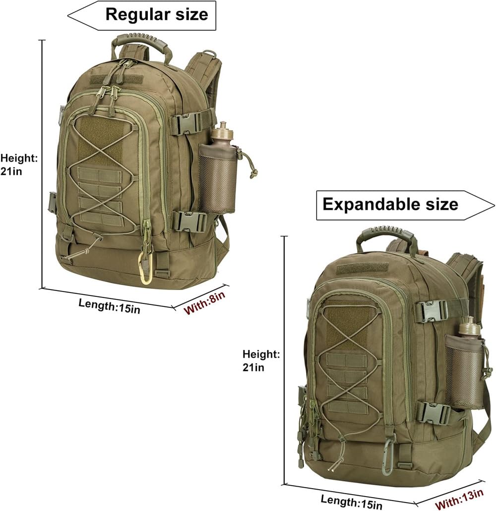 Mochila táctica militar grande de 60 L, impermeable, para 3 días, para senderismo, caza, camping