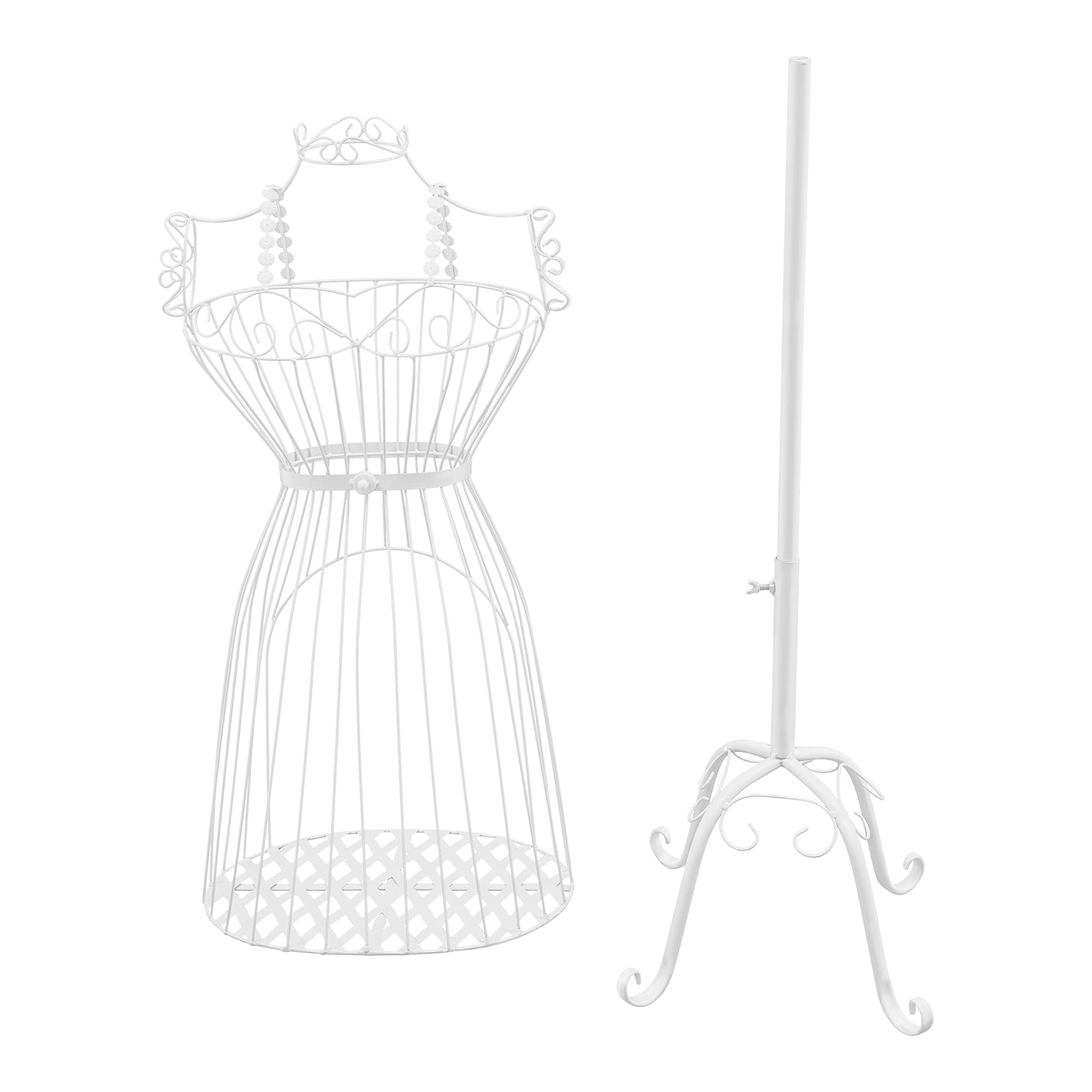 Manichino da sartoria, manichino da donna, per moda da donna, regolabile in altezza (58 pollici), supporto in metallo bianco con 4 piedini, per costumi da bagno e lingerie