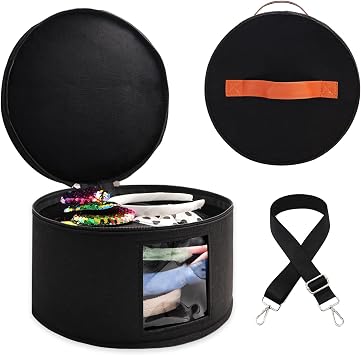Chenille Letter Bow Mouse Ears Travel Case, Large Round Tote Storage Box | Headband Ears Display Storage Box with Shoulder Straps for Hairband, Hair Accessories Storage Travel Picnic Park