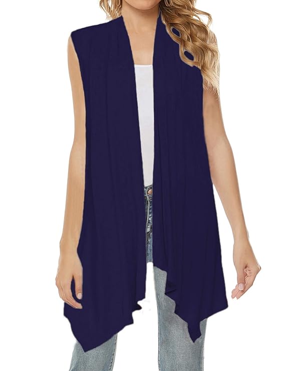 Buy Sleeveless Cardigan Vest for Women Lightweight Open Front Draped
