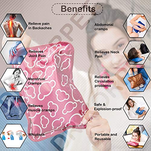 Image of Rechargeable Heating Pad Electric For Pain Relief, Hot Water Bag Electric For Pain Relief, Hot Bag Heating Pad Auto Cut Electric Heating Pads (Any Color&Design) Pack of 3, Multicolor