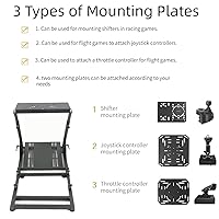 Vista 3 de Marada Wheel Stand and Flight Sim Stand Compatible with Thrustmaster HOTAS WARTHOG, Logitech G25 G27 G29 G920 Adjustable Foldable