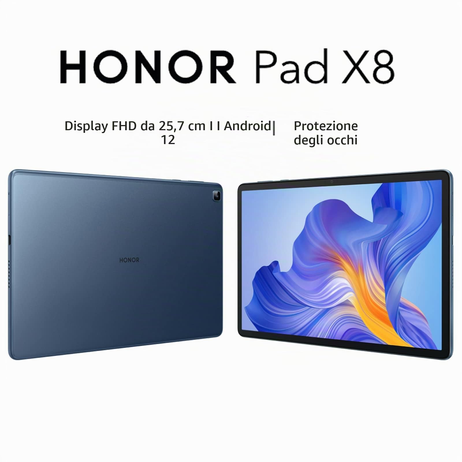 HONOR Pad X8 Tablet 4GB 64GB WIFI Versione, schermo da 10.1 pollici, 5100 mAh Batteria, Ricarica cablata da 10W (Type-C), Magic UI 6.1, basata su Android 12, MediaTek MT8786, Blu