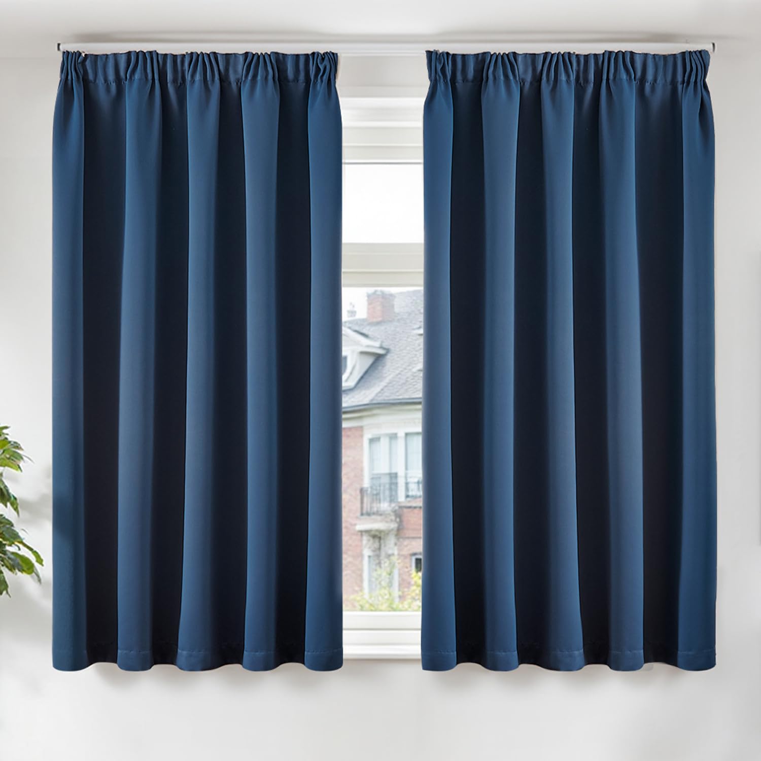 TOPICK Thermal Insulated Blackout Curtains for Bedroom, Soft Black Out Living Room Curtains 54 Drop Pair, Room Darkening Curtains with Pencil Pleat for Nursery, W66 x L54 Inch, Navy Blue — image 1