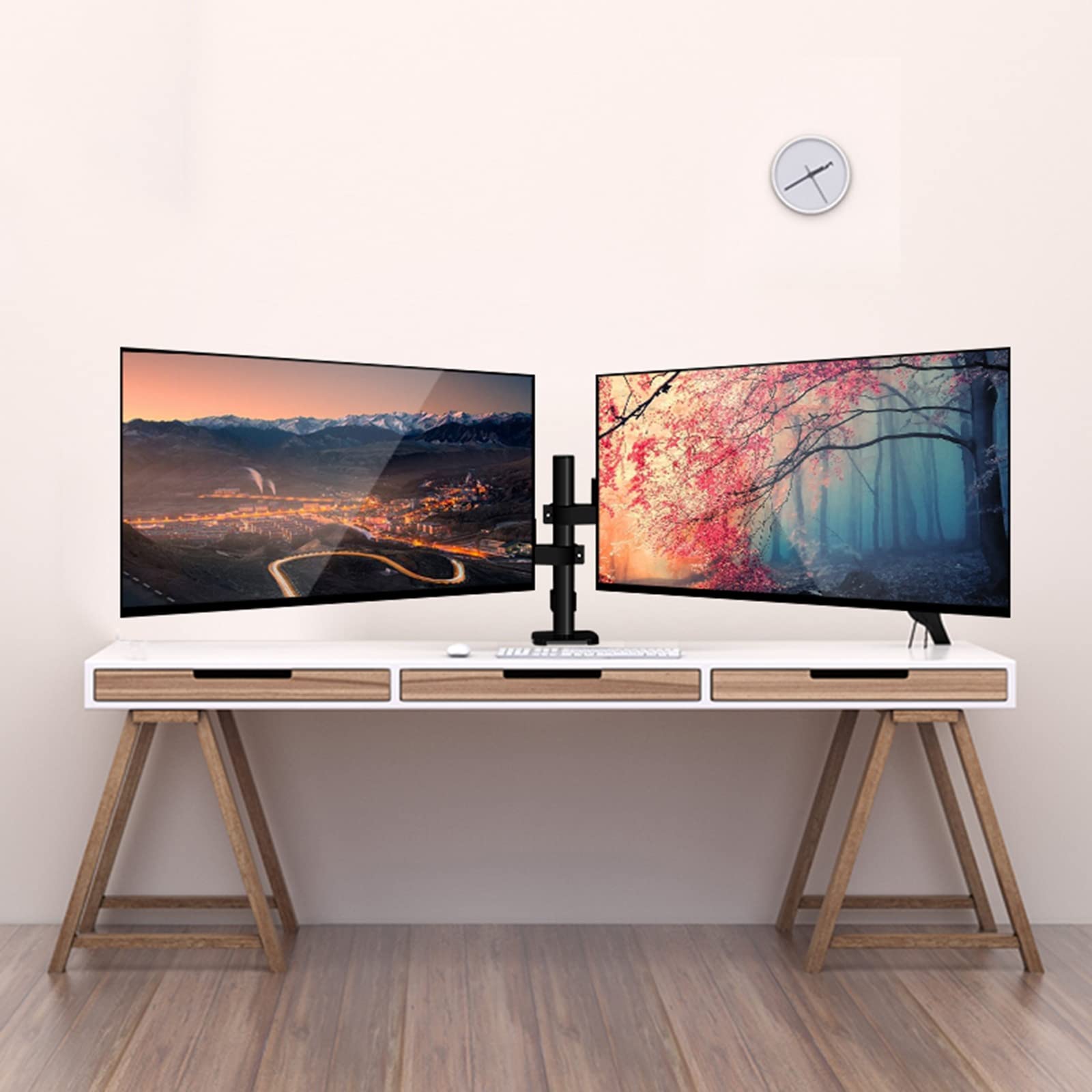 asdchZen Dual Monitor Stand,Fully Adjustable Gas Spring Dual Monitor Mount For 14-32 Inch Screens,Bracket With C Clamp/Grommet Mounting Base