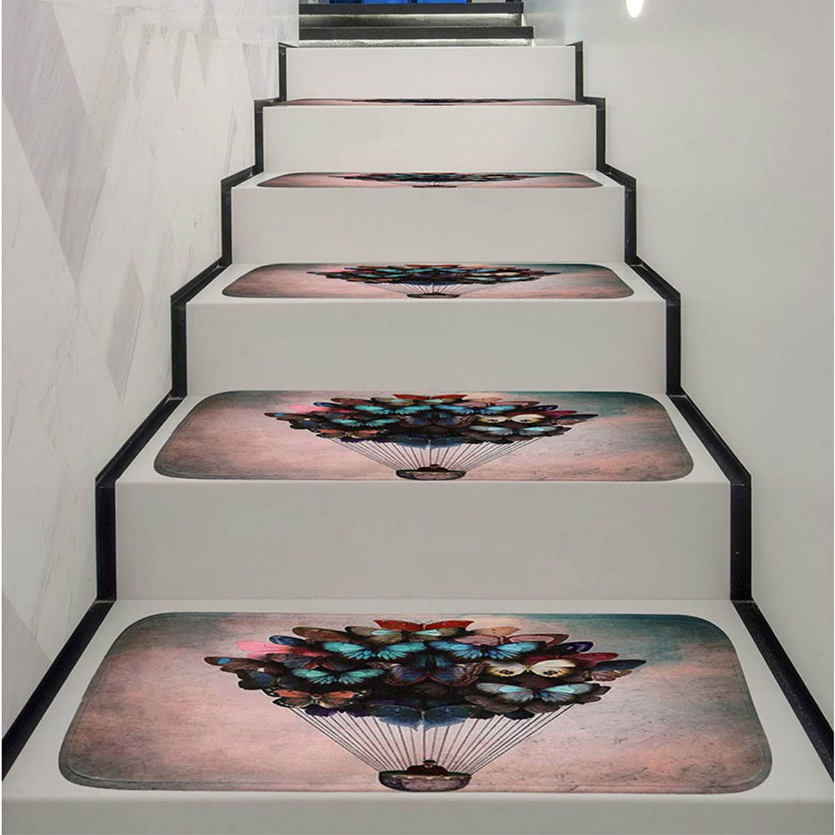 Alfombra para escalones interior evita resbalones con felpa autoadhesiva pack de 7