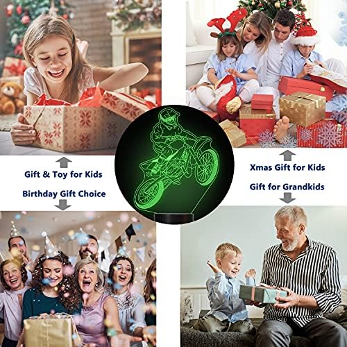 Lightzz Dirt Bike Gifts for Boys, Motocross 3D Night Light Illusion Lamp for Teen Boys Motorcycle Fans Bedroom Decor with Remote Control 16 Colors Flashing Changing
