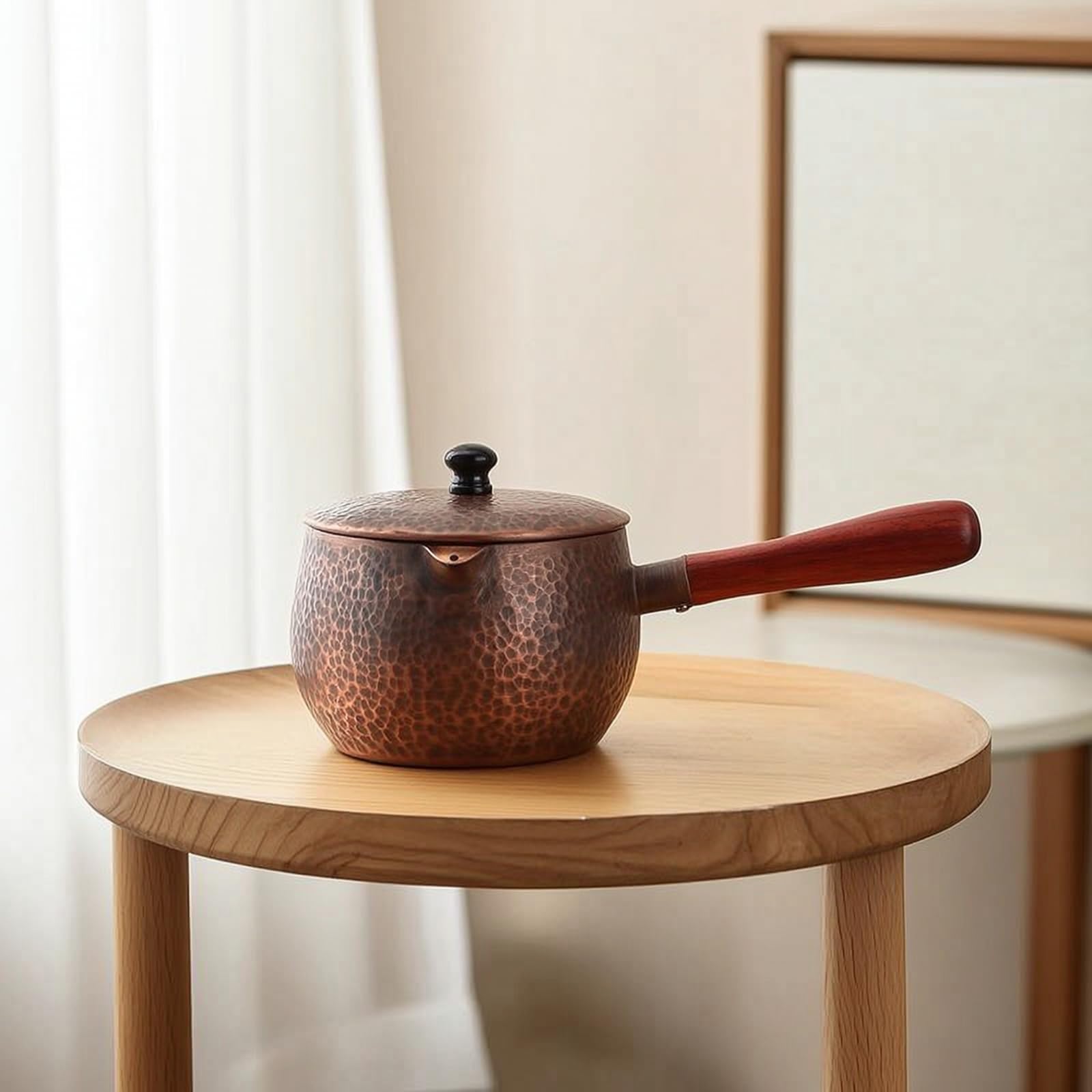 Tetera de Cobre Martillado Tetera Hervidor Jarra Caldera con Diseño Ergonómico y Textura Única para Colección de Té Vertido Eficiente y Limpio Adecuada para Hogar Aficionados al Té