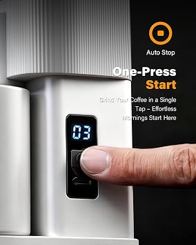 Shardor シャーダー オールメタル 単回投与コーヒーグラインダー – 静音dcモーター 家庭用エスプレッソグラインダー バーコーヒーグラインダー 80種類の設定とledパワーディスプレイ付き ホワイト