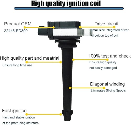 Miniatura 3 de 22448-ED800 0221604014 Bobinas de encendido compatibles con Nissan Sentra Tiida Micra K12 X-Trail T31 C11 22448ED800 22448-CJ00A Bobina de encendido