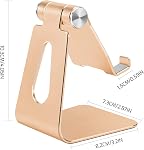 Gold Foldable Aluminum Alloy Cell Phone Holder,Tabletop Metal Phone Stand with Adjustable Angle by Swivel Axis,Smartphone Cradle