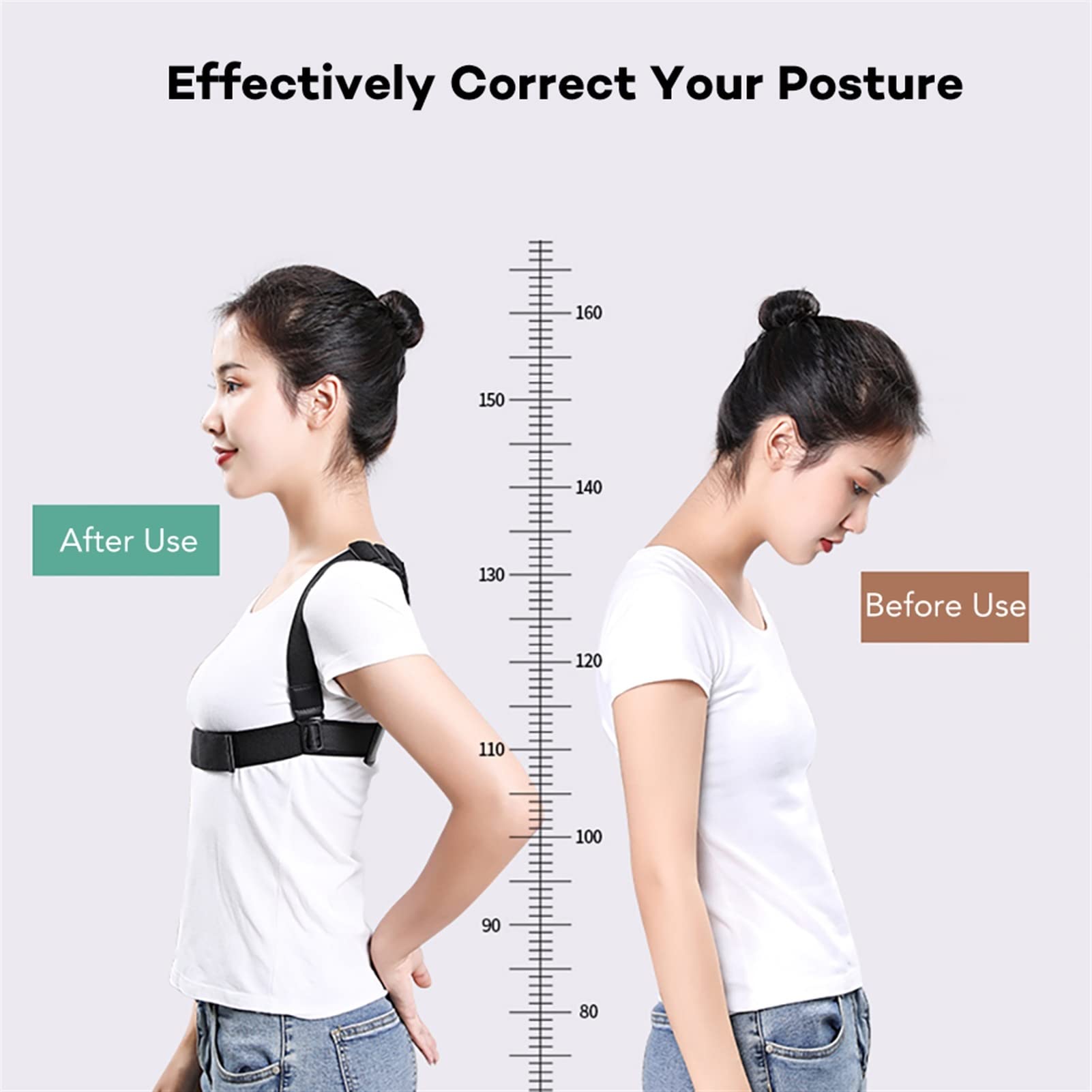 Corrector de Postura de Espalda, Sensor Inteligente, recordatorio de vibración, clavícula Ajustable, Pecho, Espalda, Hombro, cinturón, Soporte de Voz