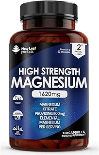 Magnesium Supplements 1620mg - Super Strength - Magnesium Citrate Capsules - (500mg Elemental Vegan Magnesium) Not Magnesium Tablets High Absorption, Bones Muscle & Sleep Support - Made in The UK