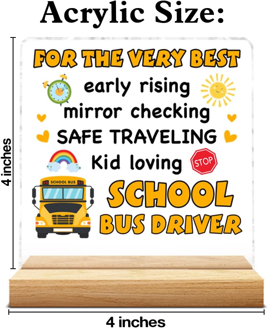 Bus Driver Appreciation Gifts for Men Women, Gifts for School Bus Driver Thank You Back To School Retirement, Clear Acrylic Desk Decorative Sign Decor - Image 2
