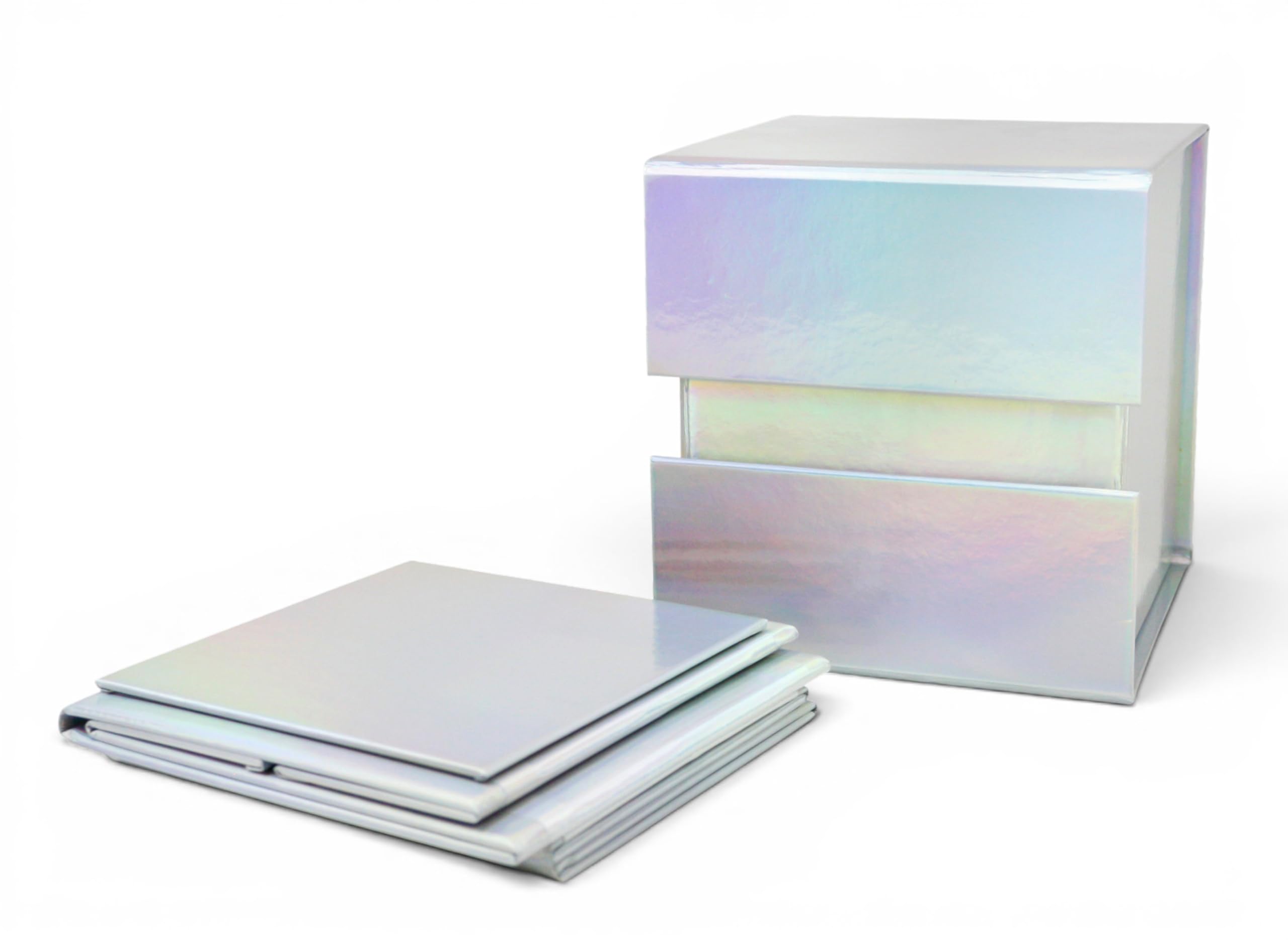 Emartbuy Holographic Magnetic Gift Box with Magnetic Flap Closure – 11 x 11 x 11 cm – Fits Jewellery & Small Gifts – Birthdays Weddings Christmas Corporate Gifting Retail Wholesale