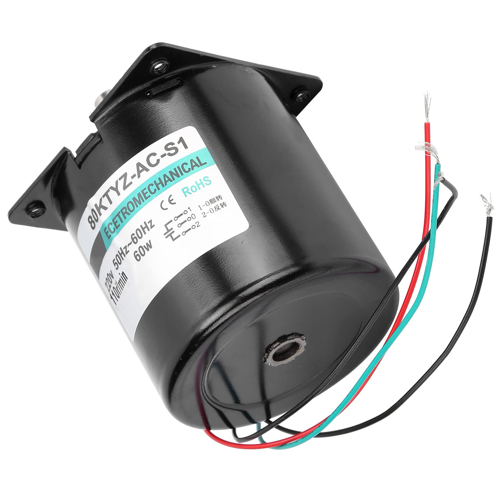 Aramox Motor Síncrono de CA, Motor Síncrono de Cobre XD80KTYZ 60W CW CCW Velocidad Ajustable Torsión Grande Baja Velocidad para Máquinas Herramienta CNC Instrumentos de Medición (110 rpm/min AC220V)