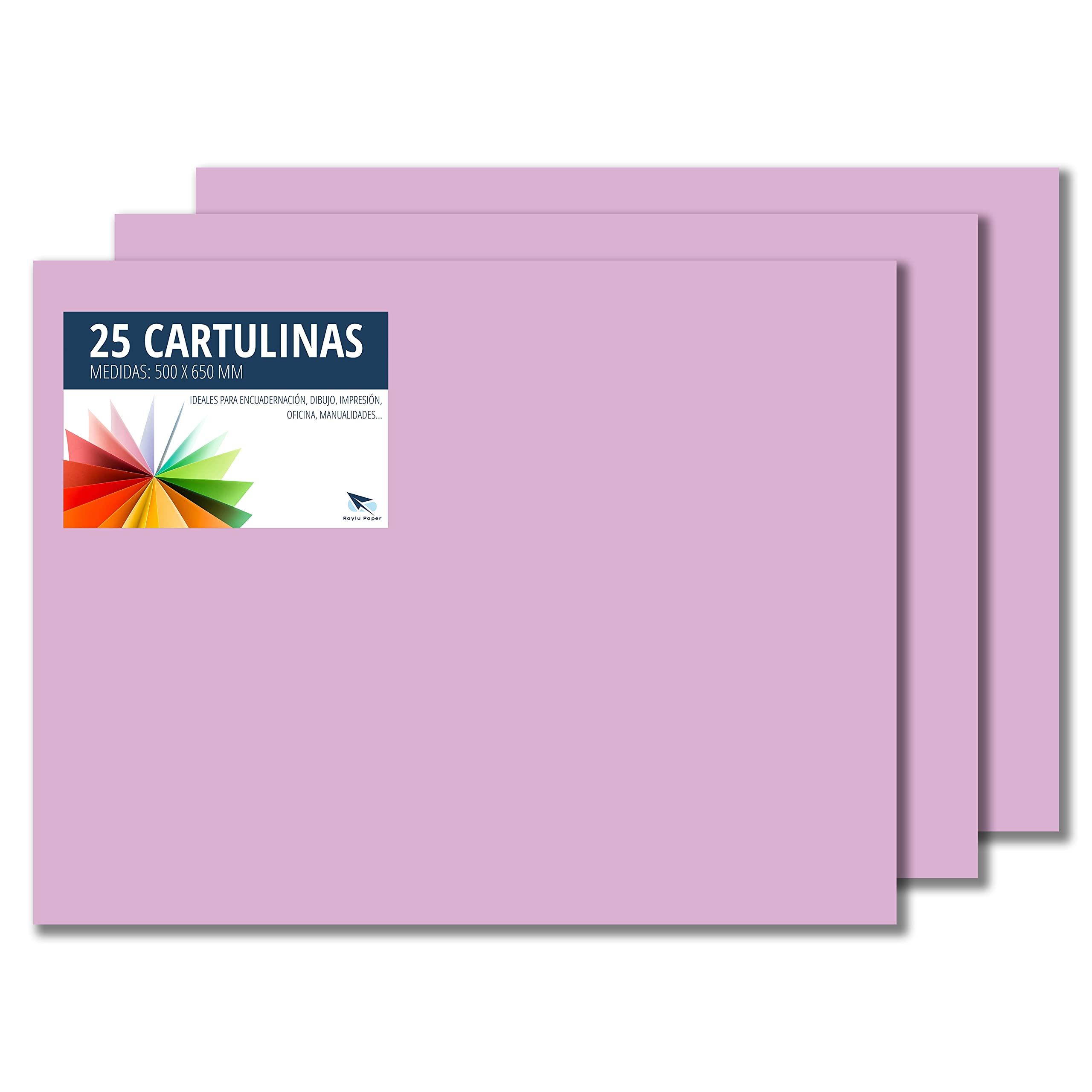 Raylu Paper® - Cardstock 50 x 65 cm, 25 Pieces, 180 g/m², 50 x 65 cm, Ideal for Crafts, Office, Drawing, Paper (Lilac)